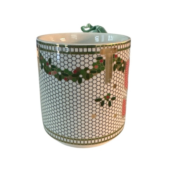 Anthropologie Bistro Tile Stoneware Monogram S Festive Edition Coffee Mug NWT - Picture 7 of 9